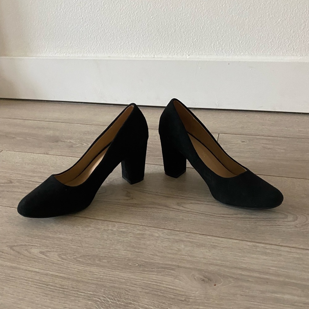 Allegra K Black Block Heel Pumps
